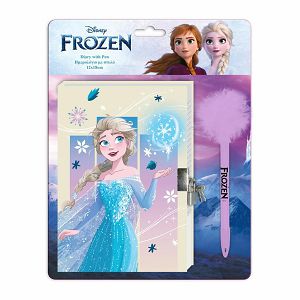Set dnevnik s ključićem i kemijska olovka pom pom Frozen 564296