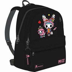 Ruksak Must team Tokidoki crni s dvostrukim dzepovima (i privjeskom za ključeve) 32x19x42cm