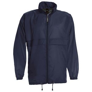 Vjetrovka s kapuljačom zip unisex B&C Sirocco tamnoplava L