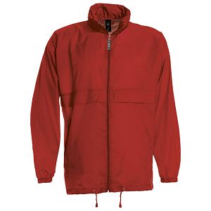 Vjetrovka s kapuljačom zip unisex B&C Sirocco crvena 2XL