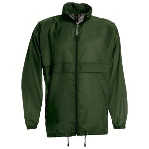 Vjetrovka s kapuljačom zip unisex B&C Sirocco tamnozelena L