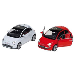 Auto metalni Fiat 500 iz 2007g.Die-Cast Goki 121651 bijeli/crveni