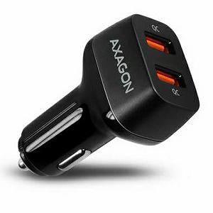 Auto punjač 12/24V Axagon, QC 3.0, 2x USB 5V/3A, crni