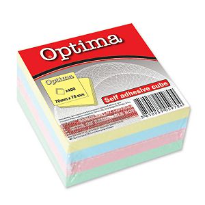 Blok samoljepljiva kocka 76x76mm pastel 4 boje OPTIMA 400L 22916 