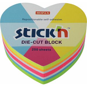 BLOK SAMOLJEPLJIVI Stickn srce neon sort.boja 61x70mm/250L