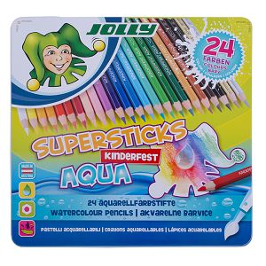 Bojice drvene JOLLY Kinderfest aqua 3D 24/1 u metalnoj kutiji 3001-0002