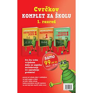 Cvrčkov komplet za školu 1. razred hrvatski, matematika, priroda i društvo