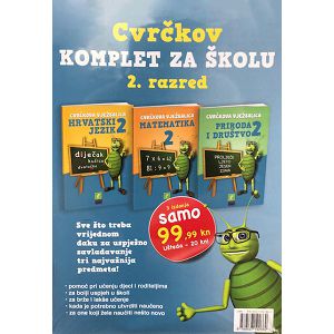 Cvrčkov komplet za školu 2. razred hrvatski, matematika, priroda i društvo