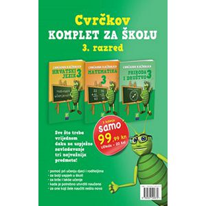 Cvrčkov komplet za školu 3. razred hrvatski, matematika, priroda i društvo