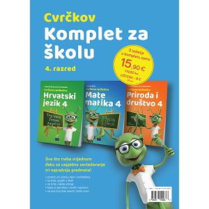 Cvrčkov komplet za školu 4 razred,hrvatski,matematika,priroda i društvo NC