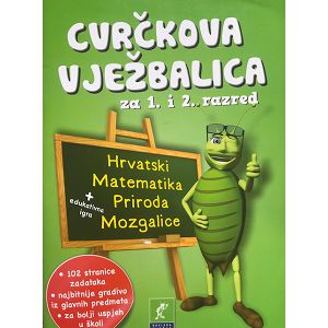 Cvrčkova vježbalica za 1. i 2. razred (hrvatski, matematika, priroda i mozgalice)