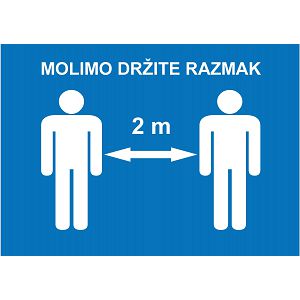 ETIKETA naljepnica MOLIMO DRŽITE RAZMAK 2m, pvc A3