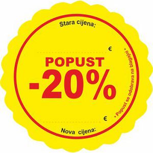 ETIKETA naljepnica ZALIJEPI-ODLIJEPI popust -20% 9 cm
