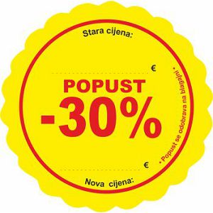ETIKETA naljepnica ZALIJEPI-ODLIJEPI popust -30% 9 cm