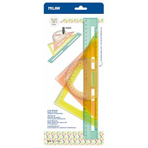 GEOMETRIJSKI SET MILAN New Look ravnalo, kutomjer, 2 trokuta 100782
