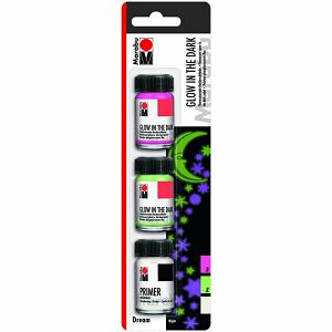 Hobby boja akrilna set 3x15ml Marabu (Glow in the dark)