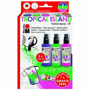 Hobby Boja za tekstil set Tropical Island 3x100ml u spreju+fashion liner Marabu 