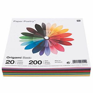 HOBBY ORIGAMI PAPIR 20x20cm 80gr 200lista pak, 20boja RicoDesign 080136