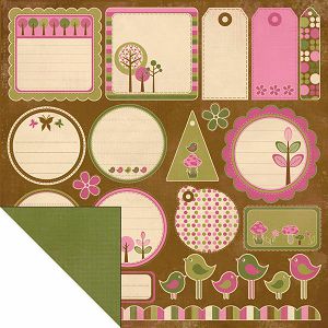 Hobby papir scrapbooking 30,5x30,5cm "Ptičice i oznake"