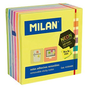 Kocka samoljepljiva 76x76mm/400L,Milan fluo boje,7 boja