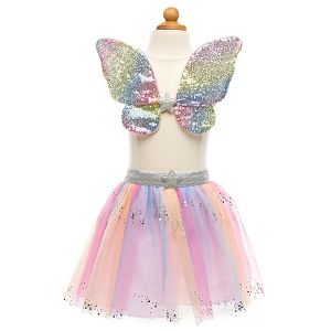 KOSTIM VILA suknja + krila + čarobni štapić, dugine boje,vel.4-6 god Great  Pretender Pretenders  