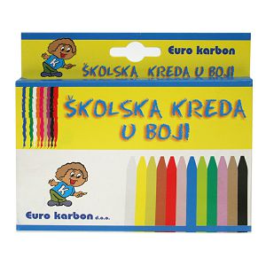 Kreda školska u boji 1/12 četvrtasta KARBON