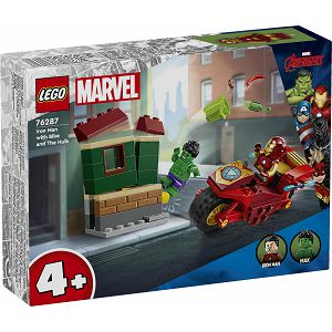 LEGO Kocke Super Heroes Iron Man na motociklu i Hulk 76287, 4+god.