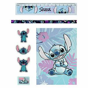 LILO & STITCH PISAČI SET etui+olovka+šiljilo+gumica+ravnalo+blok