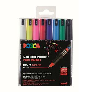 Marker UNI Posca PC-1MR 8/1 za hobby i art,osnovne boje,vodootporan,0.7mm