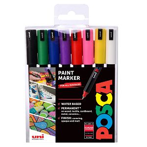 Marker Uni Posca PC-1MR 8/1 za hobby i art,osnovne boje,vodootporan,0.7mm