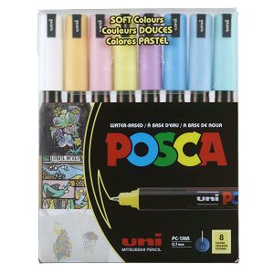 Marker Uni Posca PC-1MR 8/1 za hobby i art,pastelne boje,vodootporan,0.7mm