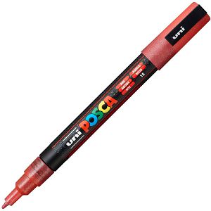 MARKER UNI Posca PC-3ML za hobby i art, vodootporan, glitter, 0.9-1.3mm crveni