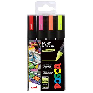 Marker Uni Posca PC-5M 4/1 za hobby i art,fluorescent.boje,vodootporan,1.8-2.5mm