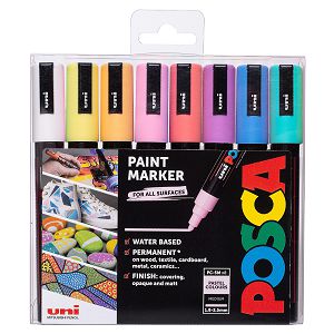 Marker UNI Posca PC-5M 8/1 za hobby i art,pastelne boje,vodootporan,1.8-2.5mm