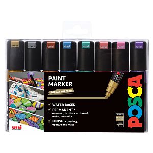 Marker UNI Posca PC-8K 8/1 za hobby i art,metalik boje,vodootporan,8.0mm