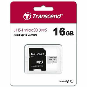 MEMORY CARD SD 16GB micro SDHC, Class 10, Transcend UHS-I, Read do 95MB/s