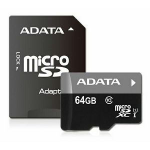 Memory card SD 64GB micro SDXC, Class 10, Adata, UHS-I, sa adapterom