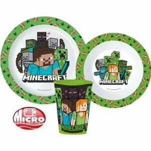 Minecraft doručak set zdjelica+čaša+tanjur pvc 1118