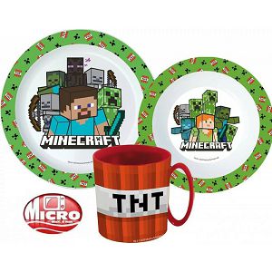 Minecraft doručak set zdjelica+šalica+tanjur pvc 3337