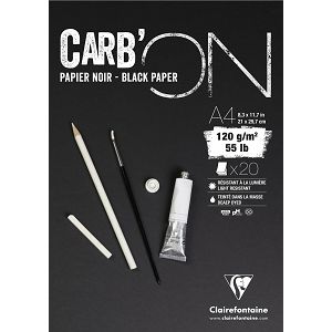 Papir slikarski za crtanje crni A4 120gr/20Lista CarbON Clairefontaine