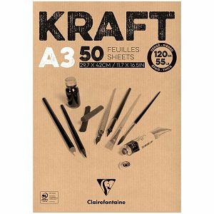 Papir slikarski za crtanje obostrani smeđi A3 120gr/50Lista Kraft Clairefontaine