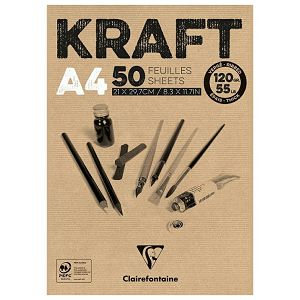 Papir slikarski za crtanje prugasti smeđi A4 120gr/50Lista Kraft Clairefontaine