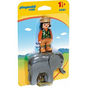 PLAYMOBIL KOCKE 9381, 1.5+god.Čuvar zoo vrta sa slonom 093813