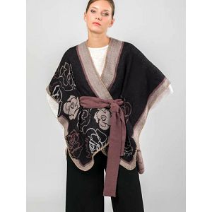 PONČO ANEKKE s remenom, crni 41284-022