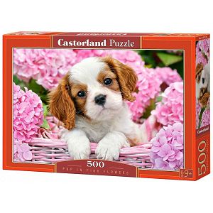 PUZZLE CASTORLAND 500kom Psić u rozoj košari 52233