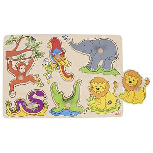 PUZZLE DRVENE umetaljka zoo životinje, zvučne Goki 578622