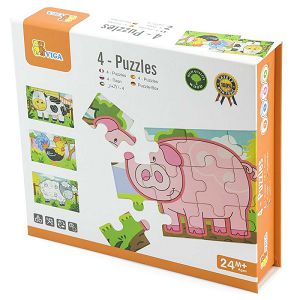 Puzzle drvene Viga 4u1 Farma 500696