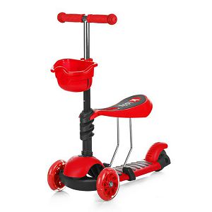 Romobil Scooter 2u1, 3 kotača, sjedalo Chipolino crveni