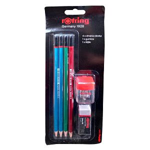 Rotring Školski set 404672 4xolovka/šiljilo/gumica tikky 30