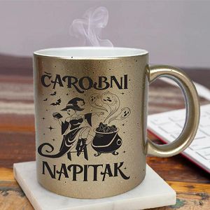 ŠALICA KERAMIČKA Čarobni napitak,gliter zlatna,u poklon kutiji 103913